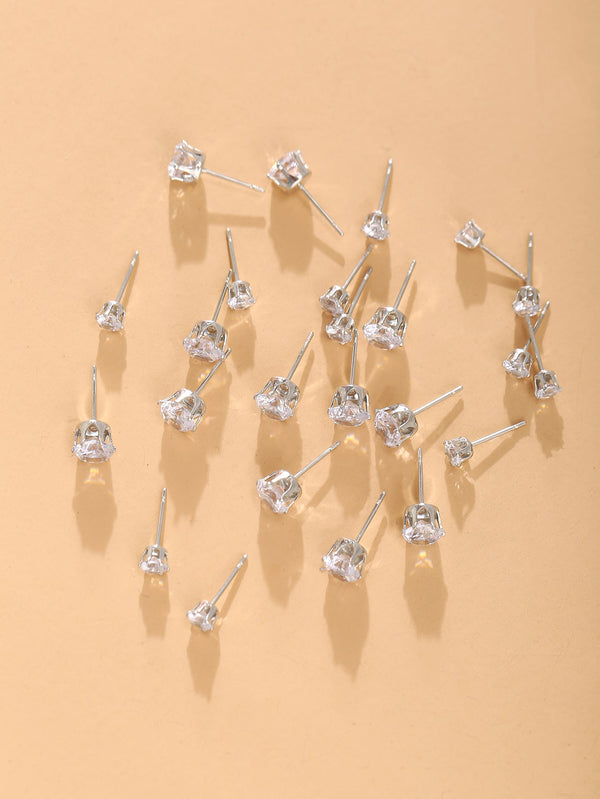 12pairs Zircon Decor Stud Earrings